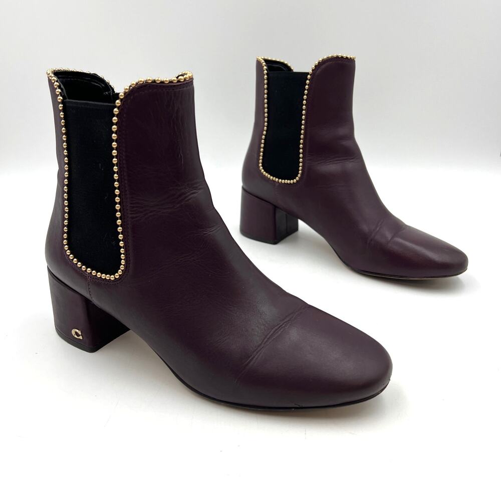 Coach Torri Bootie Leather Ankle Boots Purple FG4189